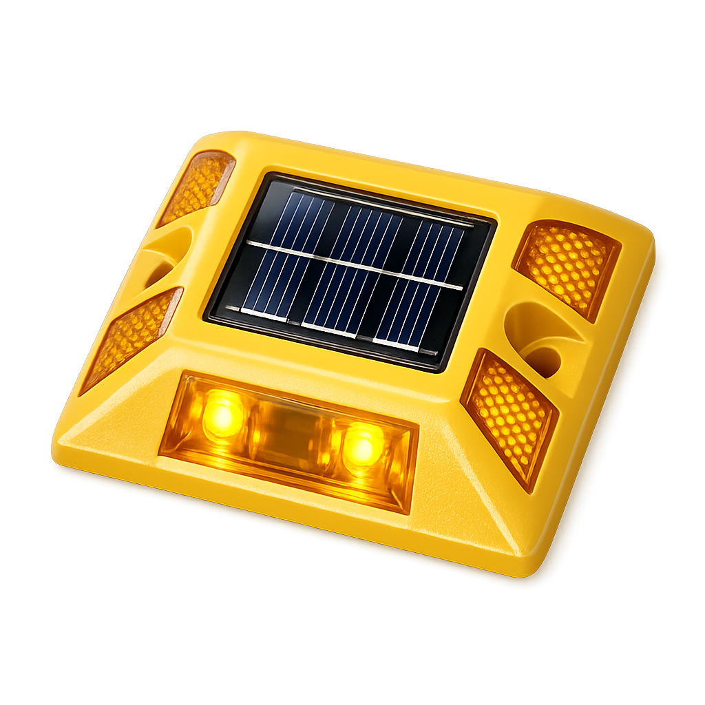 Tacha Solar LED Sin Vástago Amarilla