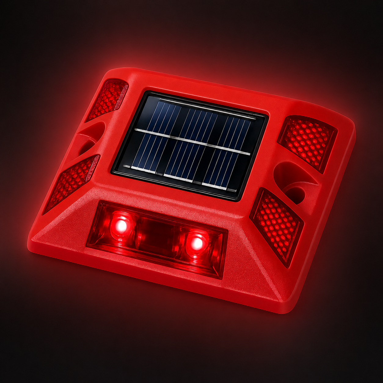 Tacha Solar LED Sin Vástago Roja