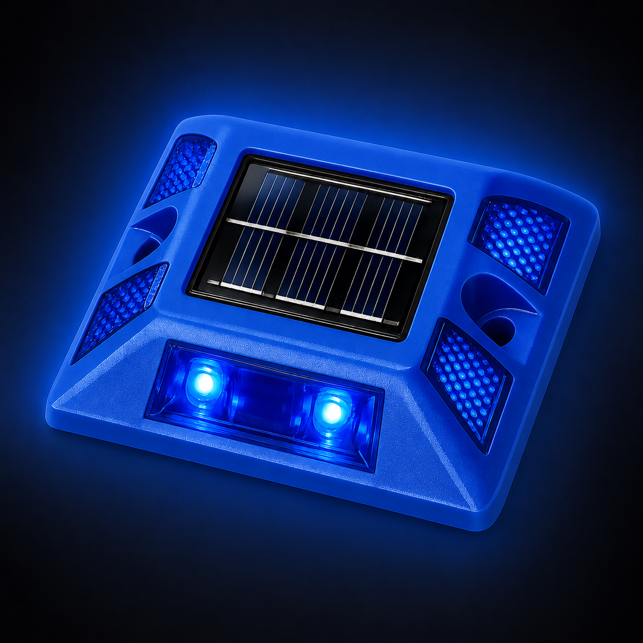 Tacha Solar LED Sin Vástago Azul